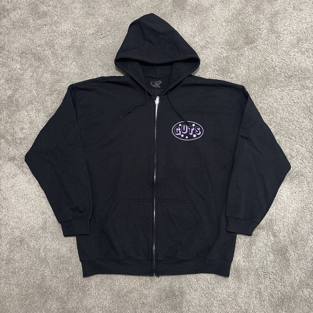 OLIVIA RODRIGO XL Zip Up Hoodie Black Guts Official Concert Tour Merchandise